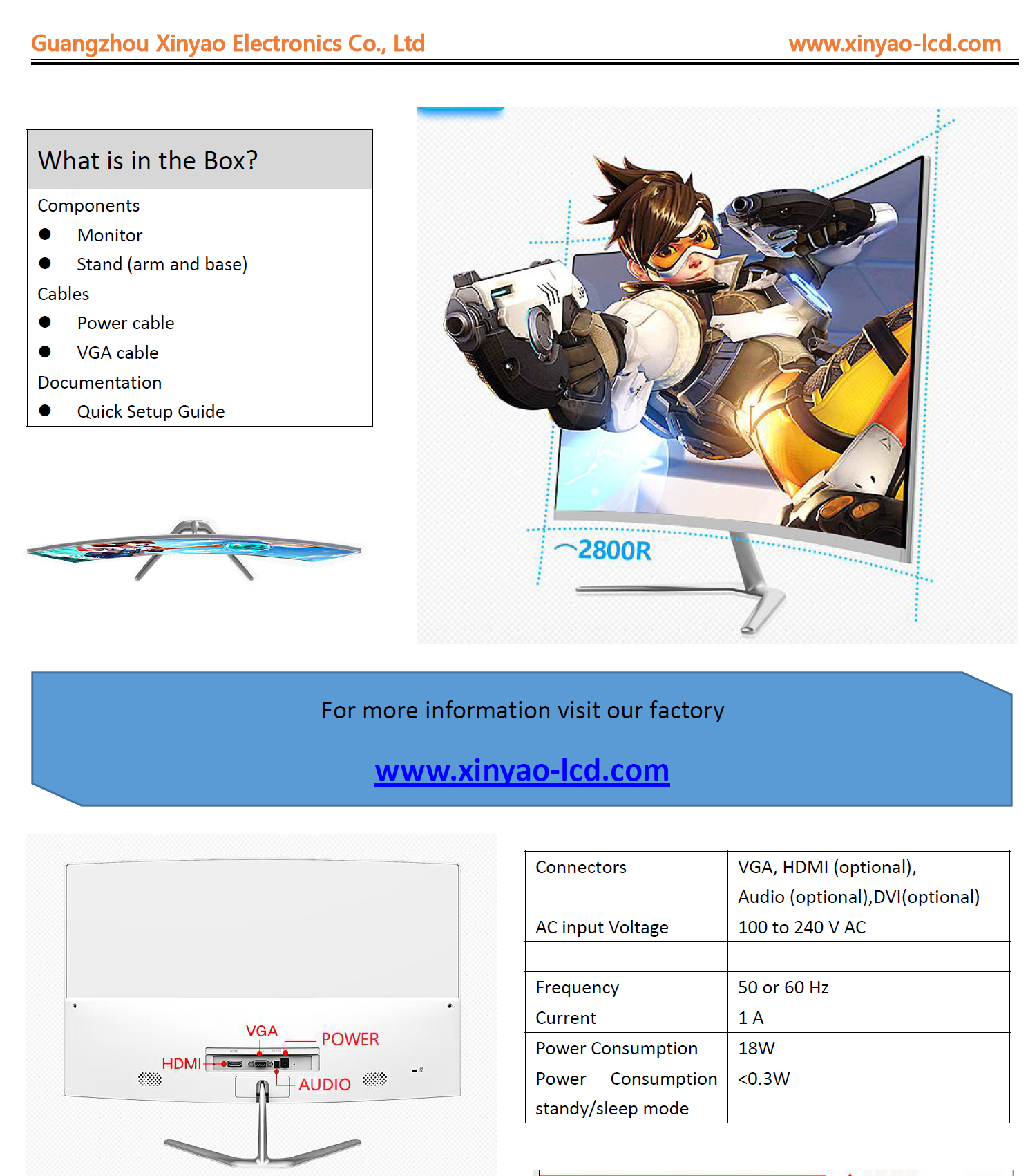 Xinyao LCD 21.5 inch led monitor full hd for tv screen